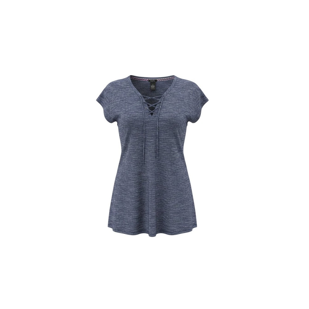 rue21 Lace Up Top Womens M Blue Excellent Space Dye Cap Sleeve V-Neck Shirt